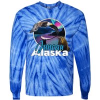 Juneau Alaska Aurora Borealis Eagle Bear Whale Souvenir Cute Gift Tie-Dye Long Sleeve Shirt