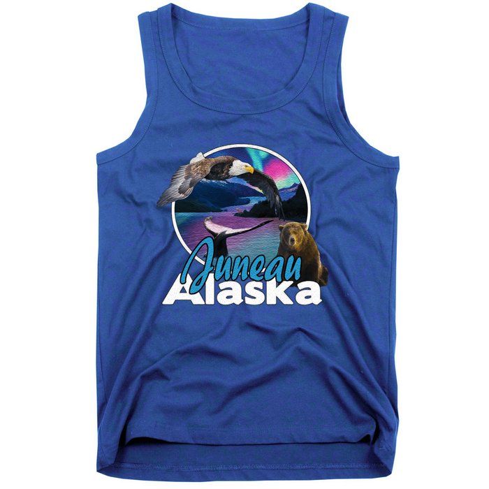 Juneau Alaska Aurora Borealis Eagle Bear Whale Souvenir Cute Gift Tank Top