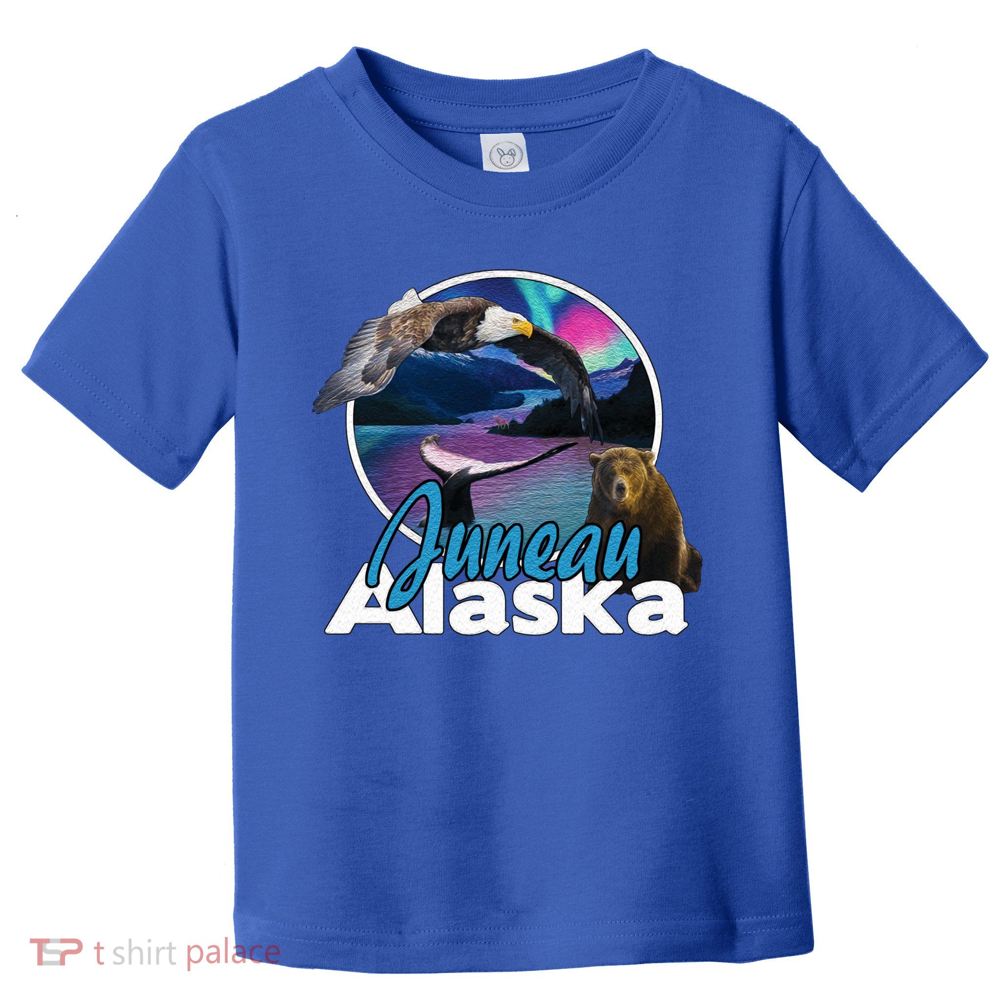 Juneau Alaska Aurora Borealis Eagle Bear Whale Souvenir Cute Gift Toddler T-Shirt