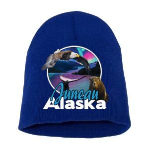 Juneau Alaska Aurora Borealis Eagle Bear Whale Souvenir Cute Gift Short Acrylic Beanie