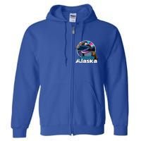 Juneau Alaska Aurora Borealis Eagle Bear Whale Souvenir Cute Gift Full Zip Hoodie