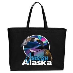 Juneau Alaska Aurora Borealis Eagle Bear Whale Souvenir Cute Gift Cotton Canvas Jumbo Tote