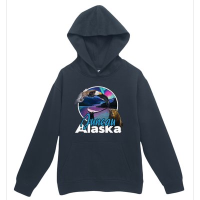 Juneau Alaska Aurora Borealis Eagle Bear Whale Souvenir Cute Gift Urban Pullover Hoodie