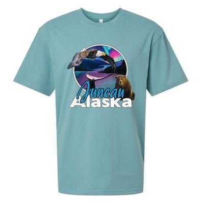 Juneau Alaska Aurora Borealis Eagle Bear Whale Souvenir Cute Gift Sueded Cloud Jersey T-Shirt