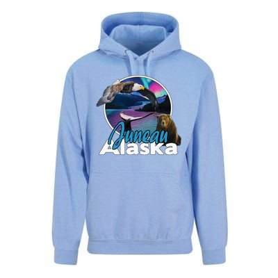 Juneau Alaska Aurora Borealis Eagle Bear Whale Souvenir Cute Gift Unisex Surf Hoodie