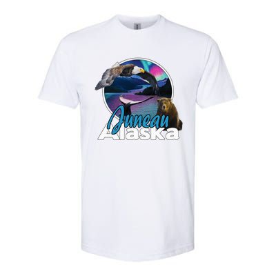 Juneau Alaska Aurora Borealis Eagle Bear Whale Souvenir Cute Gift Softstyle CVC T-Shirt