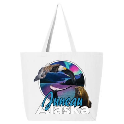 Juneau Alaska Aurora Borealis Eagle Bear Whale Souvenir Cute Gift 25L Jumbo Tote