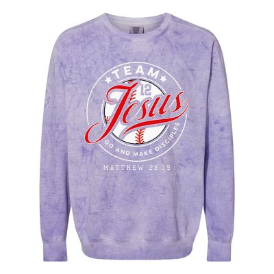 Jesus And Baseball Team Jesus Christian Matthew 28 19 Verse Colorblast Crewneck Sweatshirt