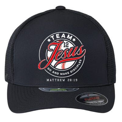 Jesus And Baseball Team Jesus Christian Matthew 28 19 Verse Flexfit Unipanel Trucker Cap