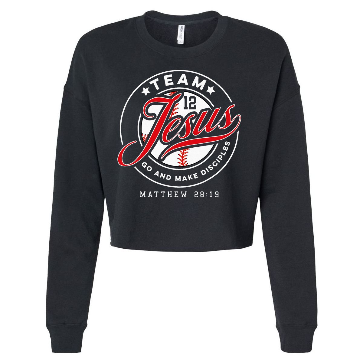 Jesus And Baseball Team Jesus Christian Matthew 28 19 Verse Cropped Pullover Crew