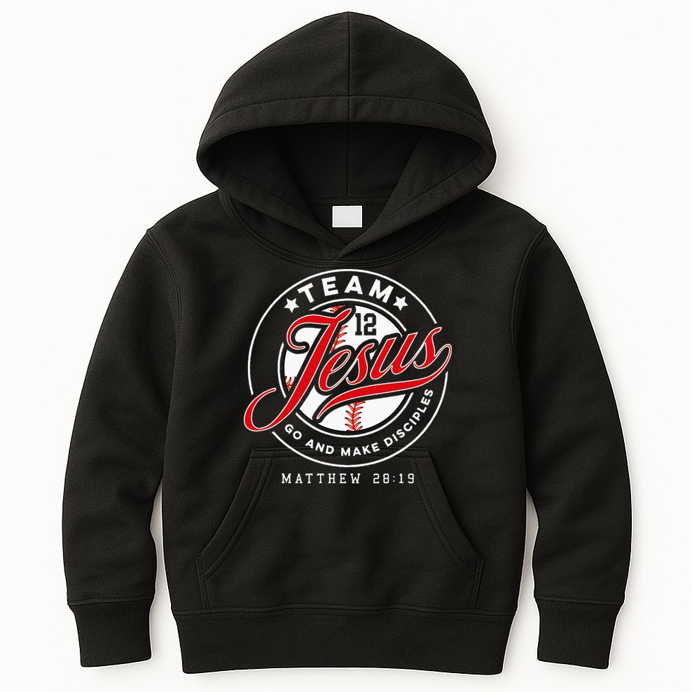 Jesus And Baseball Team Jesus Christian Matthew 28 19 Verse Kids Hoodie