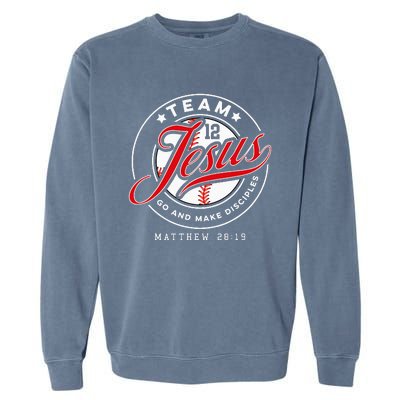 Jesus And Baseball Team Jesus Christian Matthew 28 19 Verse Garment-Dyed Sweatshirt