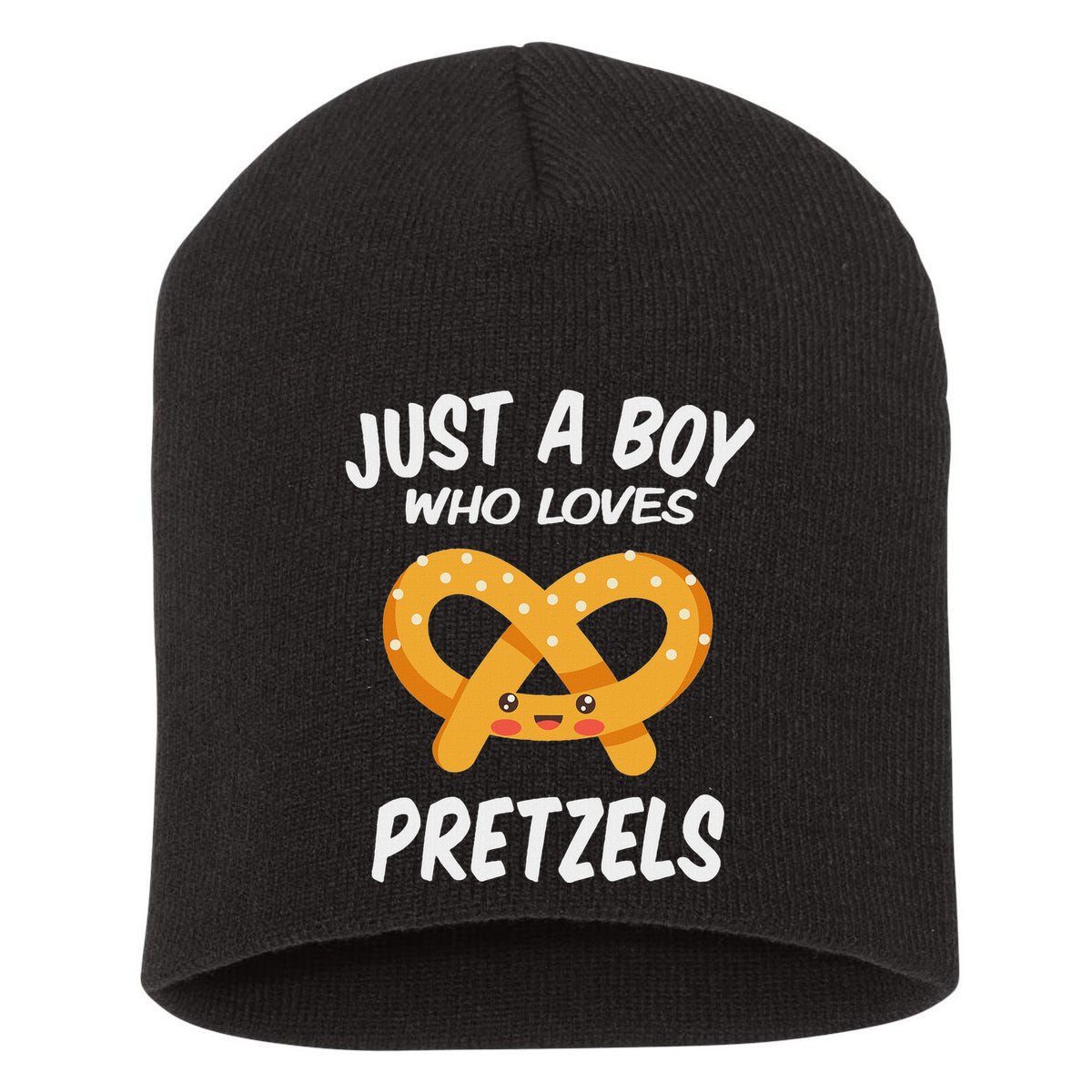 Just A Boy Who Loves Pretzels Funny Pretzel Short Acrylic Beanie