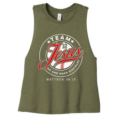 Jesus And Baseball Team Jesus Christian Matthew 28 19 Verse Women's Racerback Cropped Tank