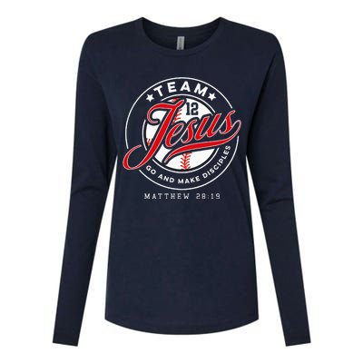 Jesus And Baseball Team Jesus Christian Matthew 28 19 Verse Womens Cotton Relaxed Long Sleeve T-Shirt