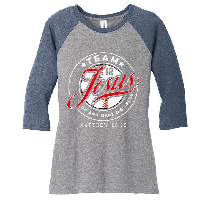 Jesus And Baseball Team Jesus Christian Matthew 28 19 Verse Women's Tri-Blend 3/4-Sleeve Raglan Shirt