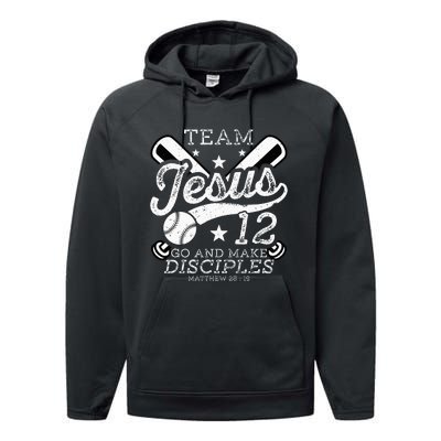 Jesus and Baseball Team Jesus Christian Matthew 2819 Verse Performance Fleece Hoodie