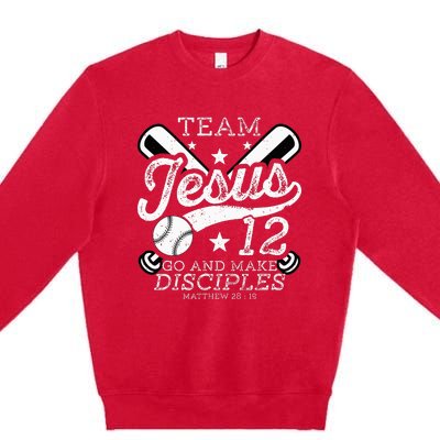 Jesus and Baseball Team Jesus Christian Matthew 2819 Verse Premium Crewneck Sweatshirt