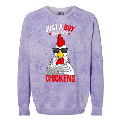 Just A Boy Who Loves Chickens Colorblast Crewneck Sweatshirt