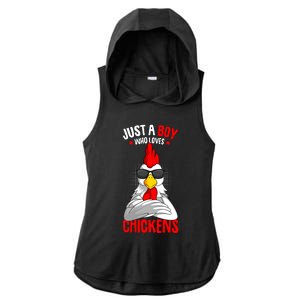 Just A Boy Who Loves Chickens Ladies PosiCharge Tri-Blend Wicking Draft Hoodie Tank