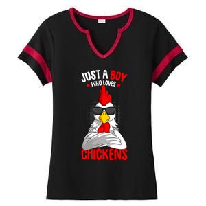 Just A Boy Who Loves Chickens Ladies Halftime Notch Neck Tee