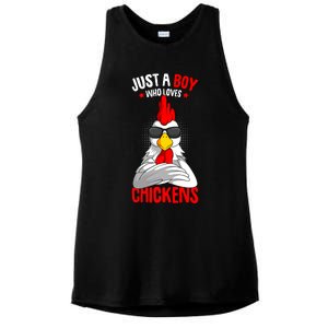 Just A Boy Who Loves Chickens Ladies PosiCharge Tri-Blend Wicking Tank