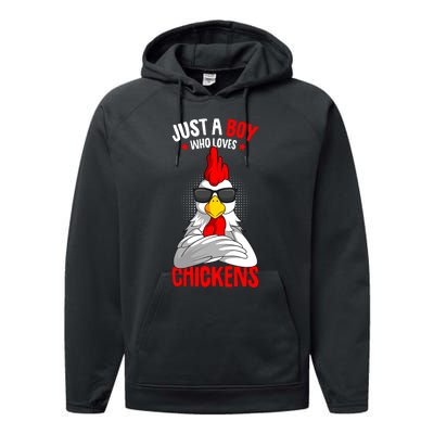 Just A Boy Who Loves Chickens Performance Fleece Hoodie