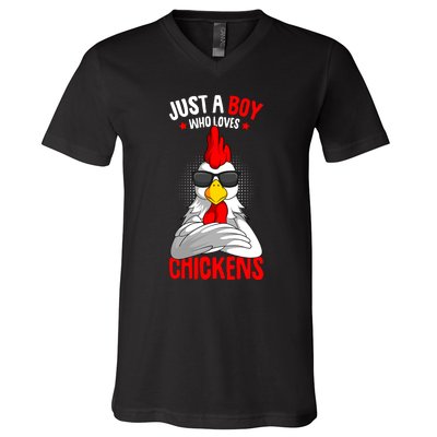 Just A Boy Who Loves Chickens V-Neck T-Shirt