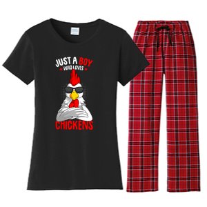 Just A Boy Who Loves Chickens Women's Flannel Pajama Set