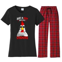 Just A Boy Who Loves Chickens Women's Flannel Pajama Set