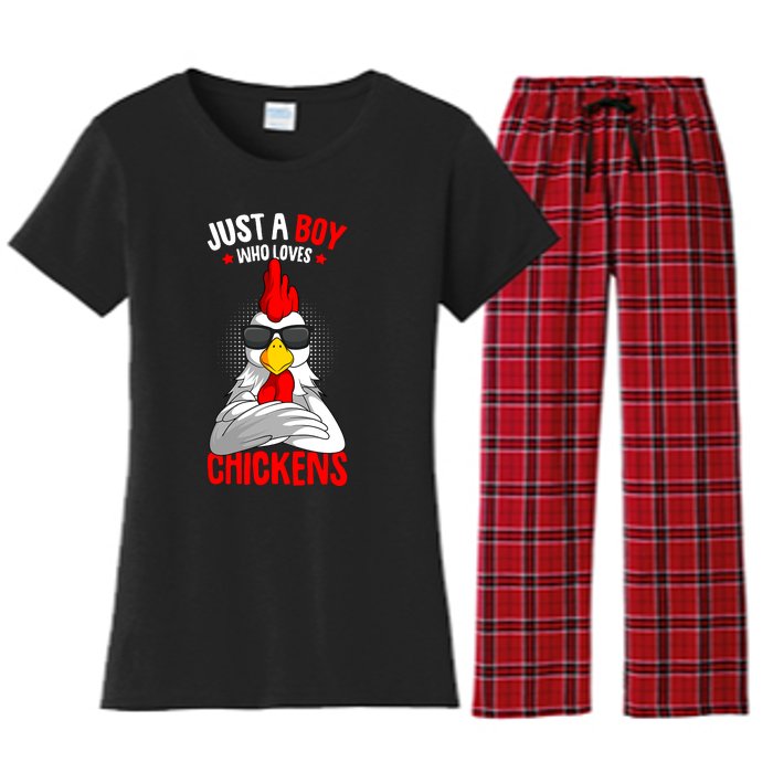 Just A Boy Who Loves Chickens Women's Flannel Pajama Set