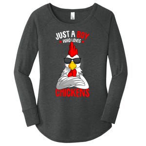 Just A Boy Who Loves Chickens Women's Perfect Tri Tunic Long Sleeve Shirt