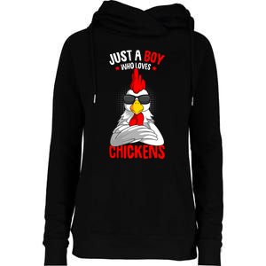 Just A Boy Who Loves Chickens Womens Funnel Neck Pullover Hood