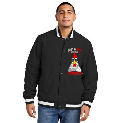 Just A Boy Who Loves Chickens Insulated Varsity Jacket