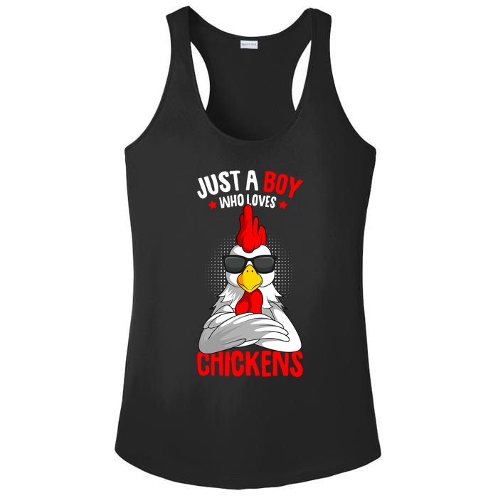 Just A Boy Who Loves Chickens Ladies PosiCharge Competitor Racerback Tank