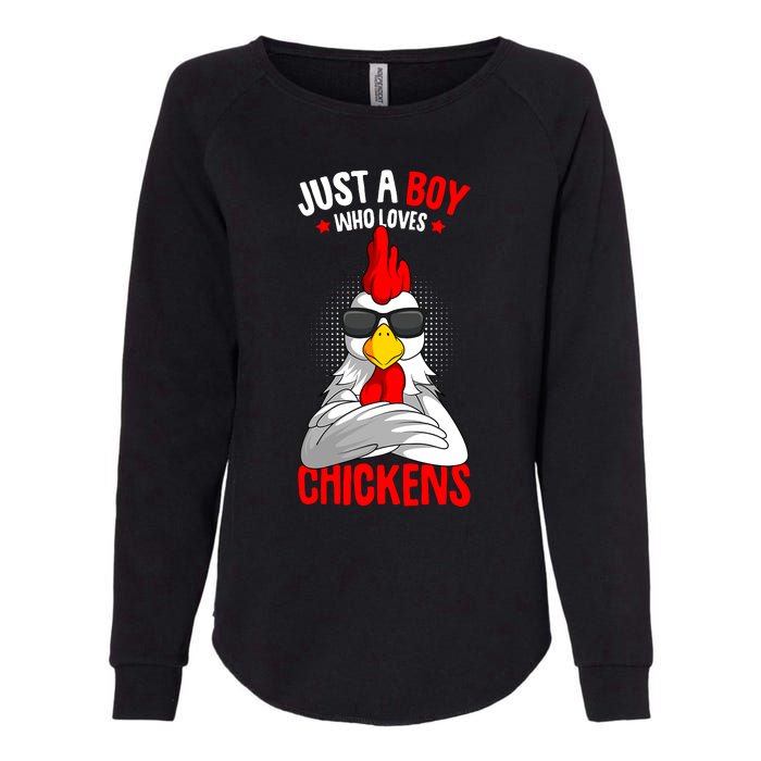 Just A Boy Who Loves Chickens Womens California Wash Sweatshirt