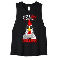 Just A Boy Who Loves Chickens Women's Racerback Cropped Tank