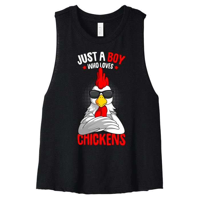 Just A Boy Who Loves Chickens Women's Racerback Cropped Tank