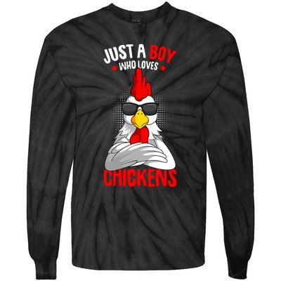 Just A Boy Who Loves Chickens Tie-Dye Long Sleeve Shirt