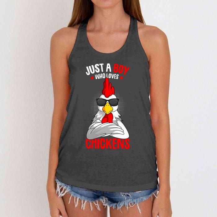 Just A Boy Who Loves Chickens Women's Knotted Racerback Tank