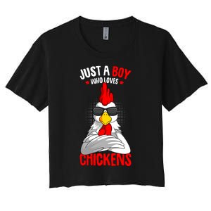 Just A Boy Who Loves Chickens Women's Crop Top Tee