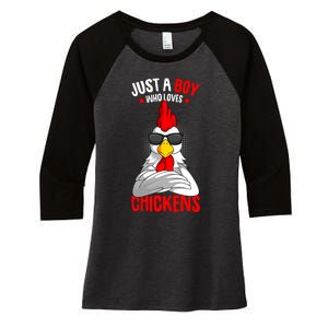 Just A Boy Who Loves Chickens Women's Tri-Blend 3/4-Sleeve Raglan Shirt