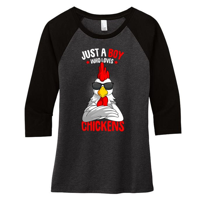 Just A Boy Who Loves Chickens Women's Tri-Blend 3/4-Sleeve Raglan Shirt