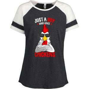 Just A Boy Who Loves Chickens Enza Ladies Jersey Colorblock Tee