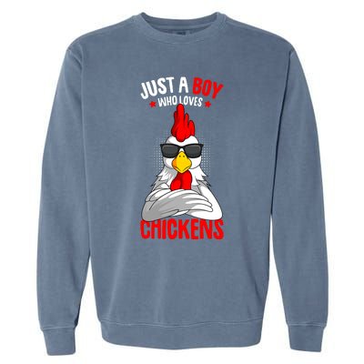 Just A Boy Who Loves Chickens Garment-Dyed Sweatshirt