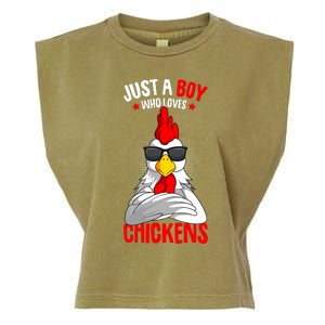 Just A Boy Who Loves Chickens Garment-Dyed Women's Muscle Tee