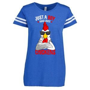 Just A Boy Who Loves Chickens Enza Ladies Jersey Football T-Shirt