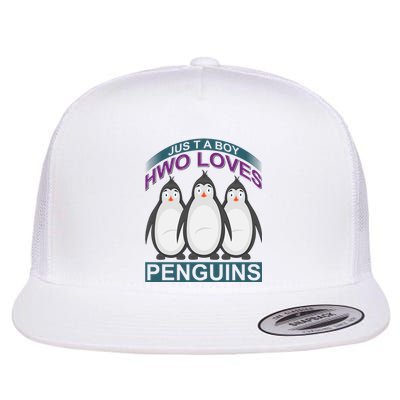 Just A Boy Who Loves Penguins Flat Bill Trucker Hat