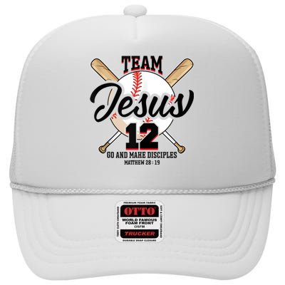 Jesus And Baseball Team Jesus Christian Matthew 28 High Crown Mesh Back Trucker Hat