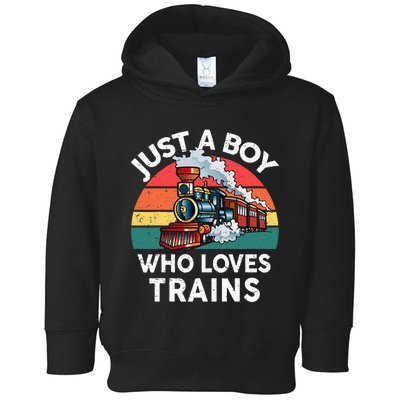 Just A Boy Who Loves Trains Train Lover Toddler Hoodie